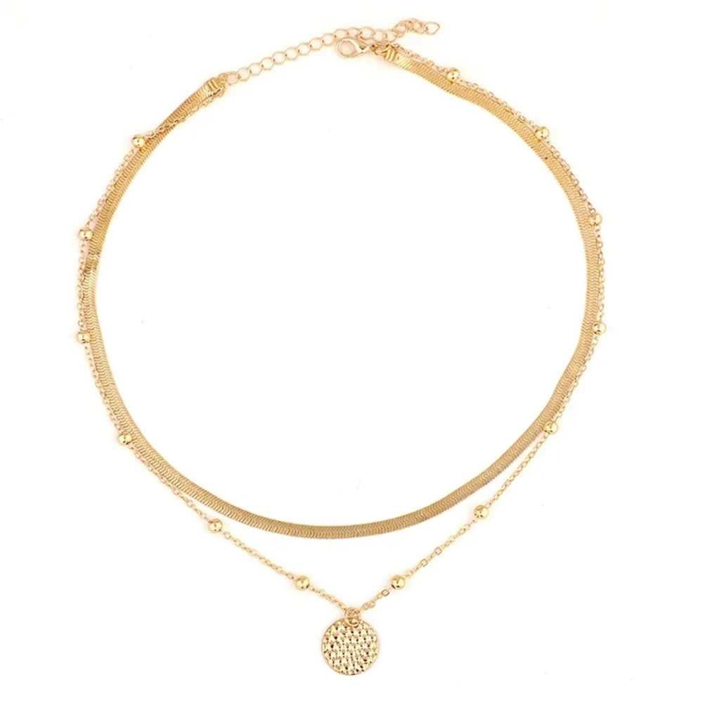 NEW GOLD  MULTILAYER ✨️ CLAVICLE CHAIN CHOKER COIN NECKLACE - Picture 5 of 8